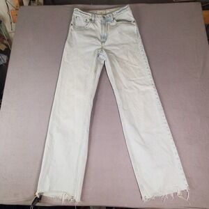 Abercrombie & Fitch 90s Relaxed Jean Light Wash High Rise Raw Hem 28 6L